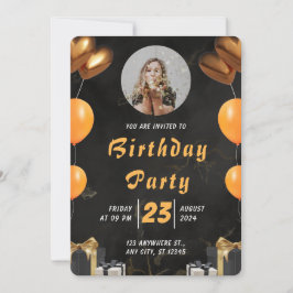 Elegant Black en Gold Birthday Kaart