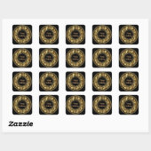 Elegant Black en Gold Birthday Vierkante Sticker (Vel)