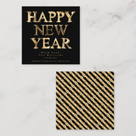 Elegant Black en Gold Blik Nieuwjaar Vierkante Visitekaartje