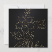 Elegant Black en Gold Botanical 21st Birthday Kaart (Achterkant)