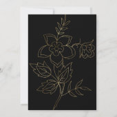 Elegant Black en Gold Botanical 21st Birthday Kaart (Achterkant)
