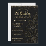 Elegant Black en Gold Botanical 21st Birthday Kaart<br><div class="desc">Elegant Black en Gold Faux Folie Botanisch ontwerp met goudglitter</div>