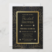 Elegant Black en Gold Botanical Vrijgezellenfeest Kaart (Voorkant)