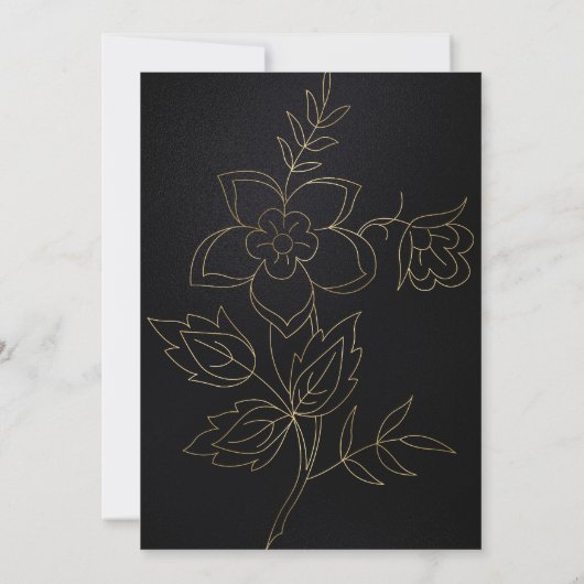 Elegant Black en Gold Botanical Vrijgezellenfeest Kaart (Achterkant)