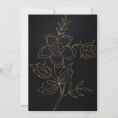 Elegant Black en Gold Botanical Wedding Kaart (Achterkant)