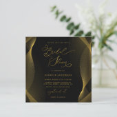 Elegant Black en Gold Bridal Shower Invitation Kaart (Staand voorkant)
