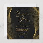 Elegant Black en Gold Bridal Shower Invitation Kaart (Voorkant)