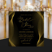 Elegant Black en Gold Bridal Shower Invitation Kaart