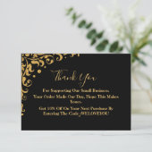 Elegant Black en Gold Business Bedankkaart (Staand voorkant)