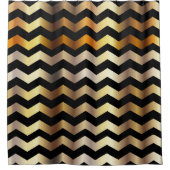 Elegant Black en Gold Chevron Stripes Douchegordijn (Voorkant)