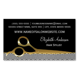 Elegant Black en Gold Chevrons Hair Salon Visitekaartje Magneet