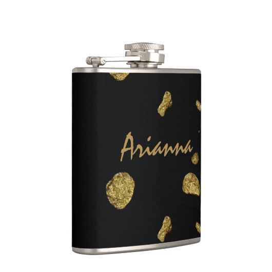 Elegant Black en Gold Coins Heupfles (Rechts)