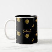 Elegant Black en Gold Coins Tweekleurige Koffiemok (Links)