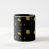 Elegant Black en Gold Coins Tweekleurige Koffiemok (Center)