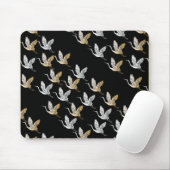 Elegant Black en Gold Crane Japanse kunst Muismat (Met muis)