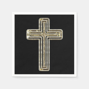 Elegant Black en Gold Cross Religieuze Event Servet
