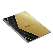 Elegant Black en Gold Custom Monogram Name Notitieboek (Rechterzijde)
