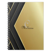 Elegant Black en Gold Custom Monogram Name Notitieboek (Voorkant)