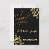 Elegant Black en Gold Custom Wedding Bedankkaart (Voorkant)