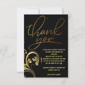 Elegant Black en Gold Custom Wedding Bedankkaart (Achterkant)