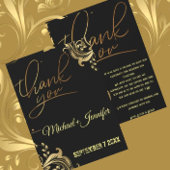 Elegant Black en Gold Custom Wedding Bedankkaart