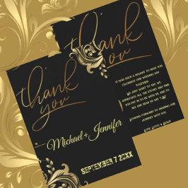 Elegant Black en Gold Custom Wedding Bedankkaart