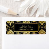 Elegant Black en Gold Damask Etiket (Insitu)