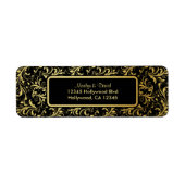 Elegant Black en Gold Damask Etiket (Voorkant)