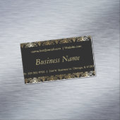 Elegant Black en Gold Damask Magnetisch Visitekaartje (Voorbeeld)