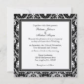 Elegant Black en Gold Damask met Monogram Kaart (Achterkant)