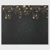 Elegant Black en Gold Damask Pattern Cadeaupapier (Vlak)