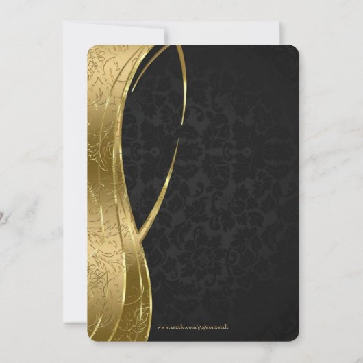 Elegant Black en Gold Damask-Save the Date Kaart (Achterkant)