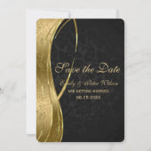 Elegant Black en Gold Damask-Save the Date Kaart (Voorkant)