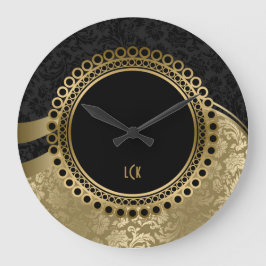 Elegant Black en Gold Damaskers Lijst Grote Klok