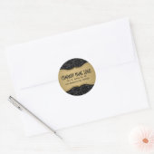 Elegant Black en Gold Damaskers Ronde Sticker (Envelop)