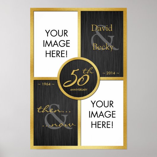 Elegant Black en Gold Dan en nu 50e Jubileum Poster (Voorkant)