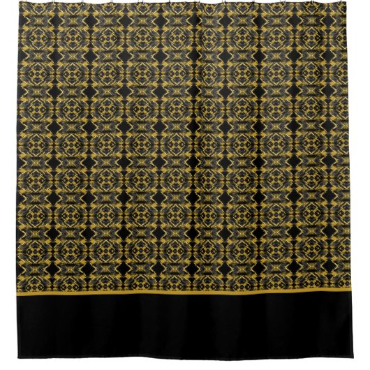 Elegant Black en Gold Douchegordijn (Voorkant)