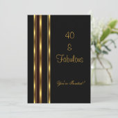 Elegant Black en Gold Fabulous 40e verjaardag Kaart (Staand voorkant)