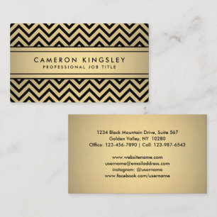 Elegant Black en Gold Faux Folie Modern Chevron Visitekaartje
