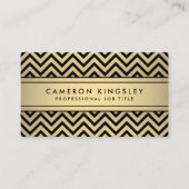 Elegant Black en Gold Faux Folie Modern Chevron Visitekaartje (Voorkant)