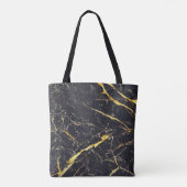 Elegant Black en Gold Faux Marble Tote Bag (Achterkant)