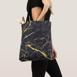 Elegant Black en Gold Faux Marble Tote Bag