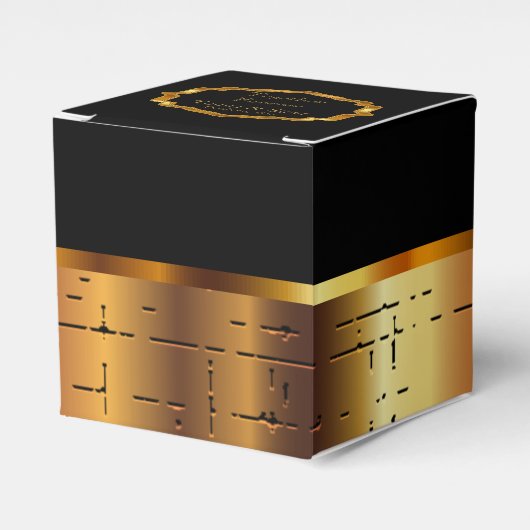Elegant Black en Gold Favor Box Bedankdoosjes (Voorkant Zijde)
