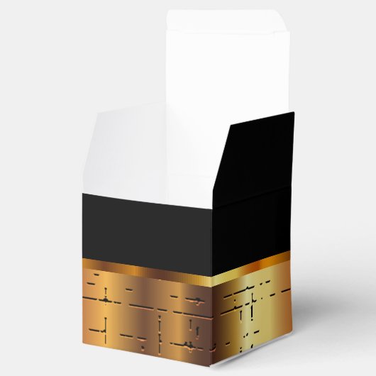 Elegant Black en Gold Favor Box Bedankdoosjes (Geopend)
