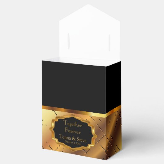 Elegant Black en Gold Favor Box Bedankdoosjes (Geopend)