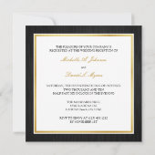Elegant Black en Gold Floral Damask Reception Kaart (Achterkant)