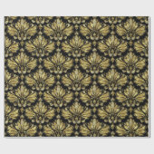 Elegant Black en Gold  Floral Damaskers Cadeaupapier (Vlak)