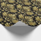 Elegant Black en Gold  Floral Damaskers Cadeaupapier (Hoek)