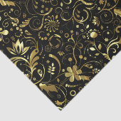 Elegant Black en Gold Floral Damaskers Tissuepapier (Detail)