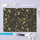 Elegant Black en Gold Floral Damaskers Tissuepapier (Craft)